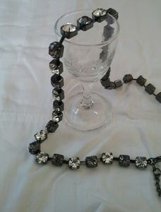 Black Steam Punk Necklace with Crystals